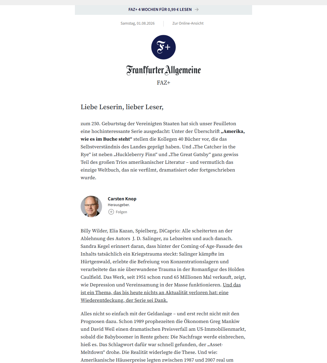 Vorschau des Newsletters Plus